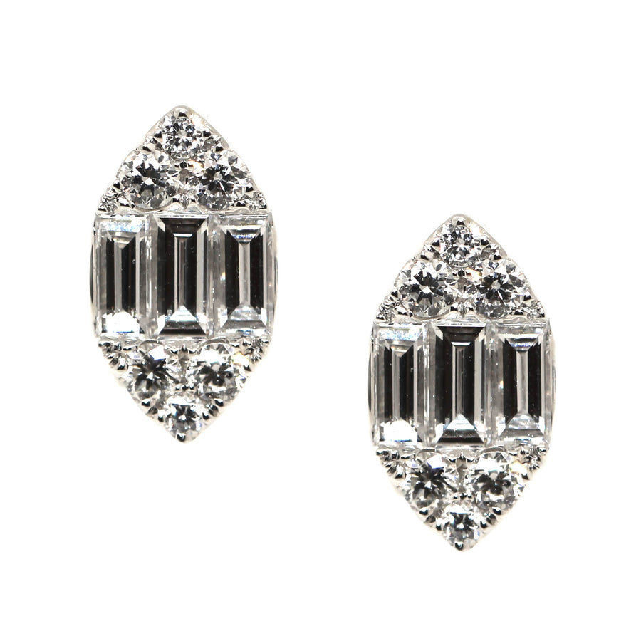 Marquise Shaped Invisible Set Diamond Studs