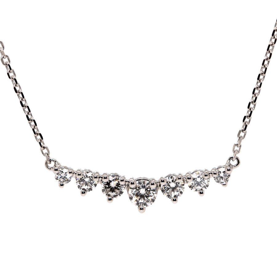 Claw Set Diamond & White Gold Bar Necklet