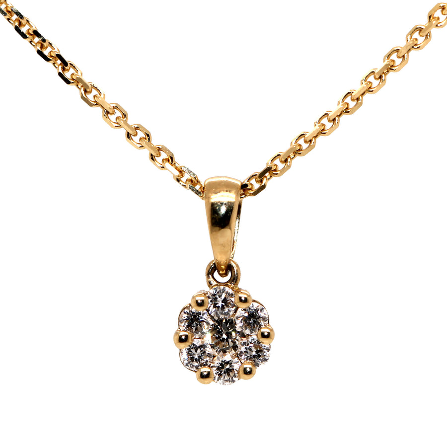 Cluster Diamond & Yellow Gold Pendant