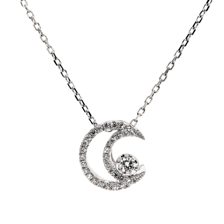 Diamond & White Gold Crescent Moon Slider