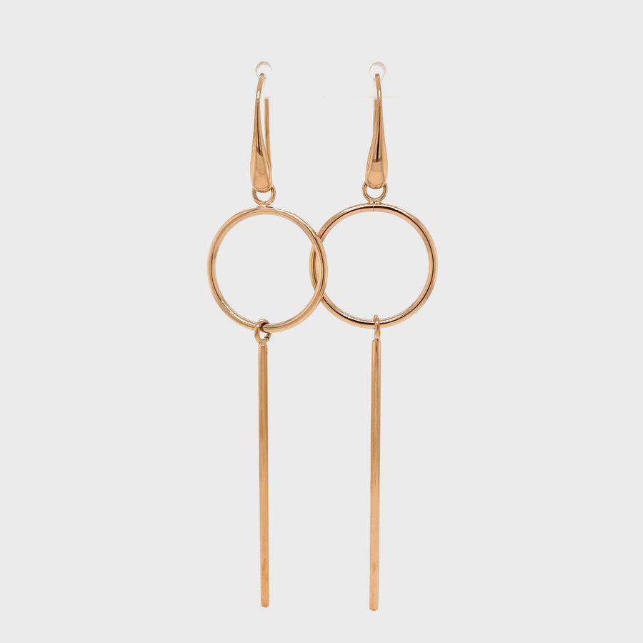 Stainless Steel & Rose Gold Plated Circle Bar Earrings