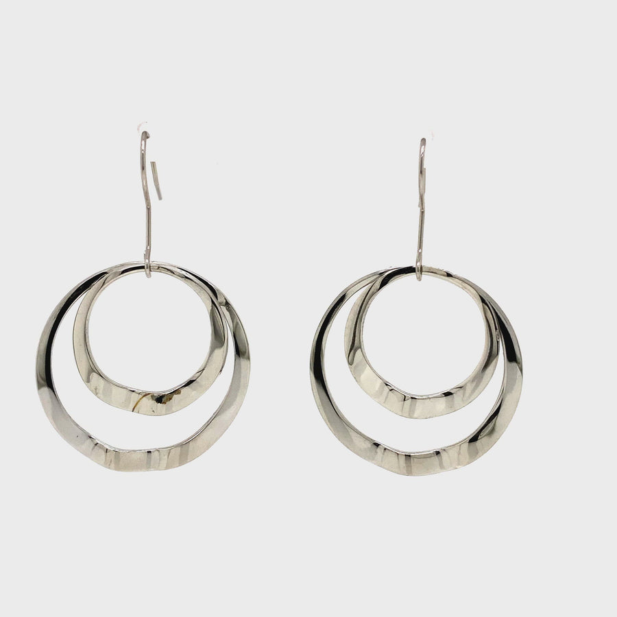 Double Circle Stainless Steel Drop Earrings
