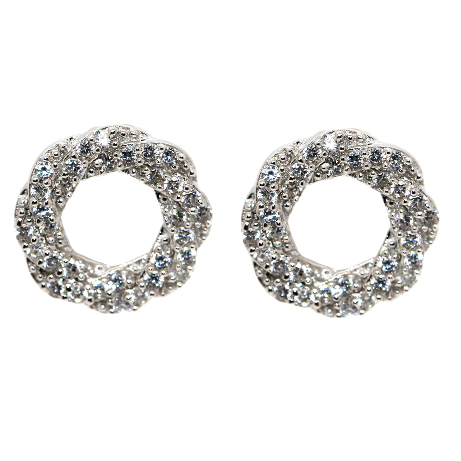 Sterling Silver & Cubic Zirconia Wrap Around Studs