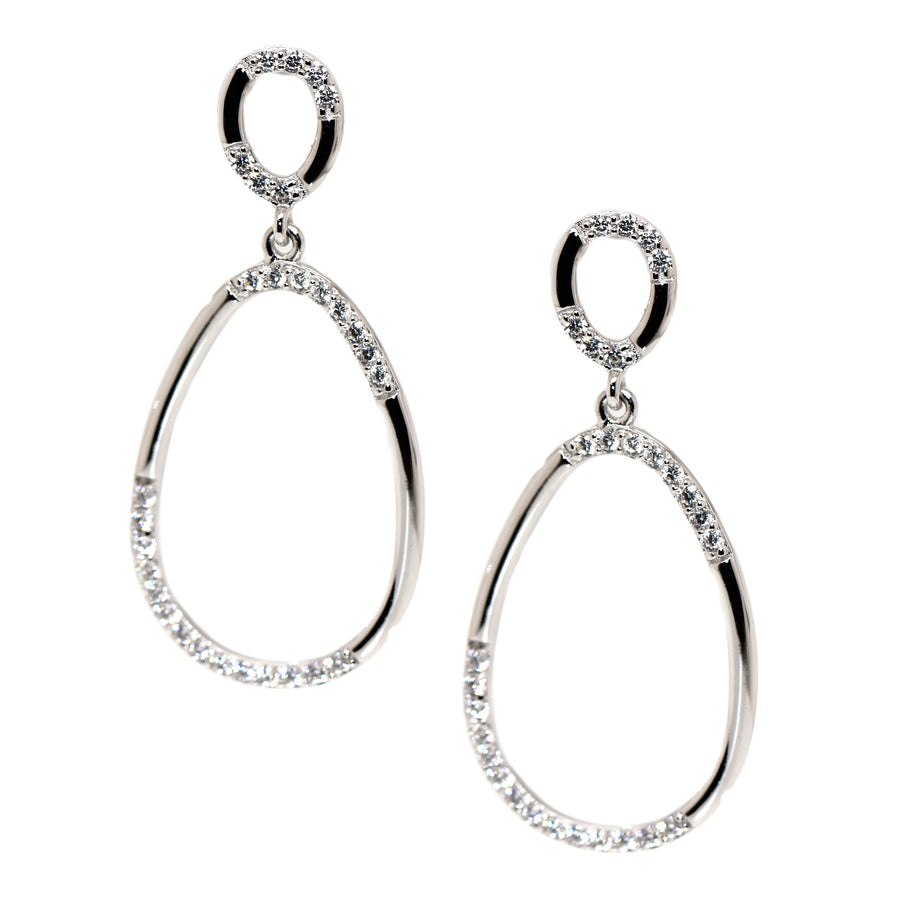 Cubic Zirconia & Sterling Silver Double Oval Drops