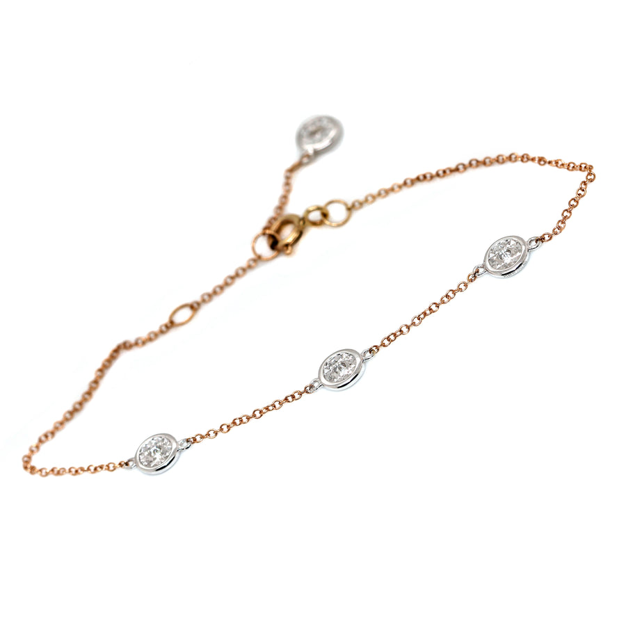 Diamond, Rose & white Gold Trace Bracelet