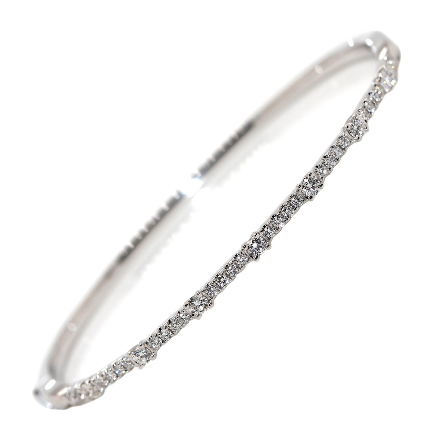 Diamond & White Gold Claw Set Hinged Bangle