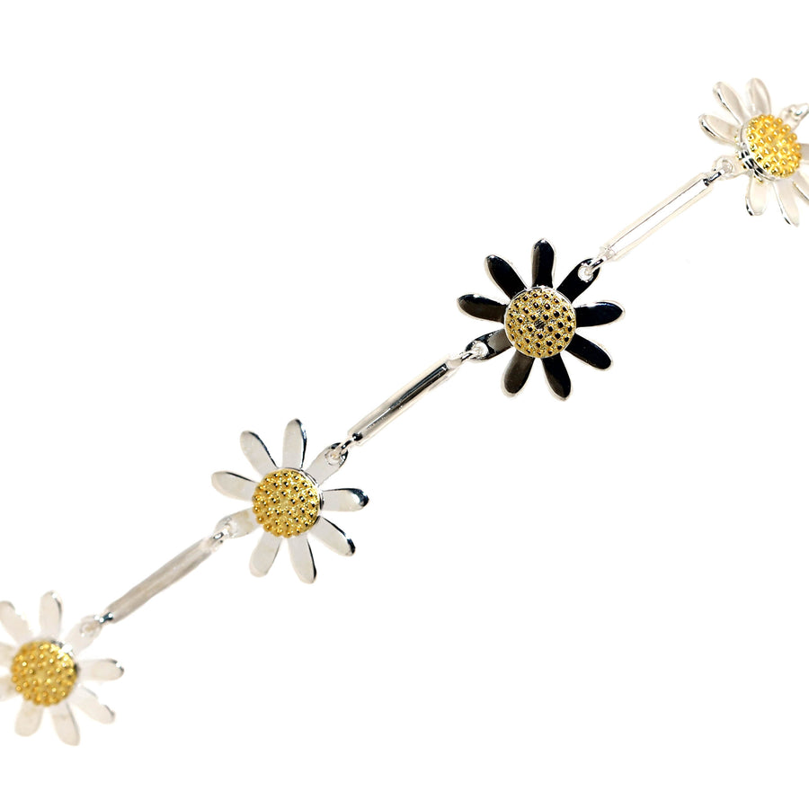 Sterling Silver & Yellow Gold Plated Daisy Bracelet