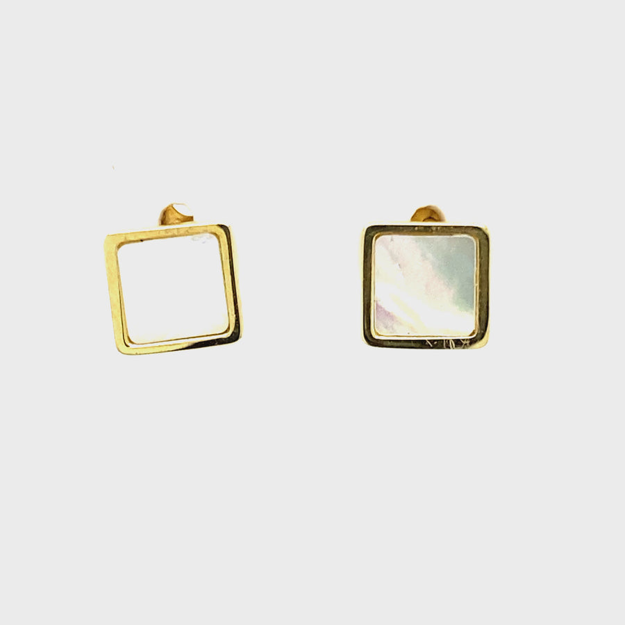 Mother of Pearl & Yellow Gold Studs