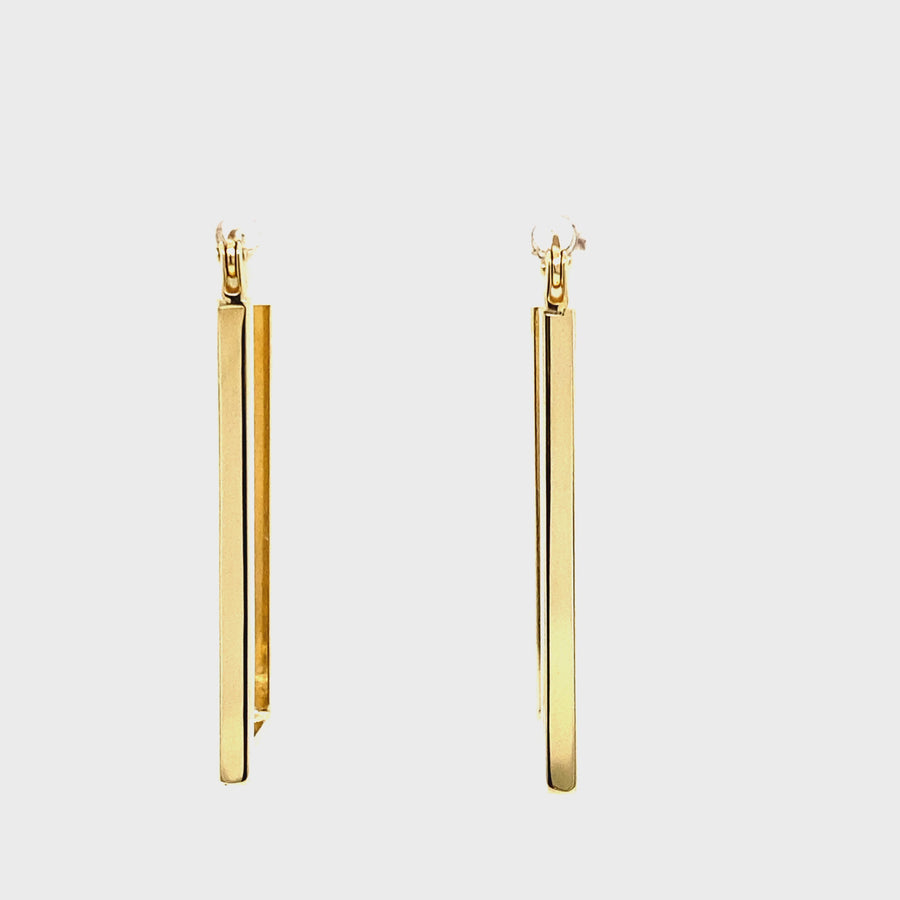 Yellow Gold Rectangle Shaped Hoops