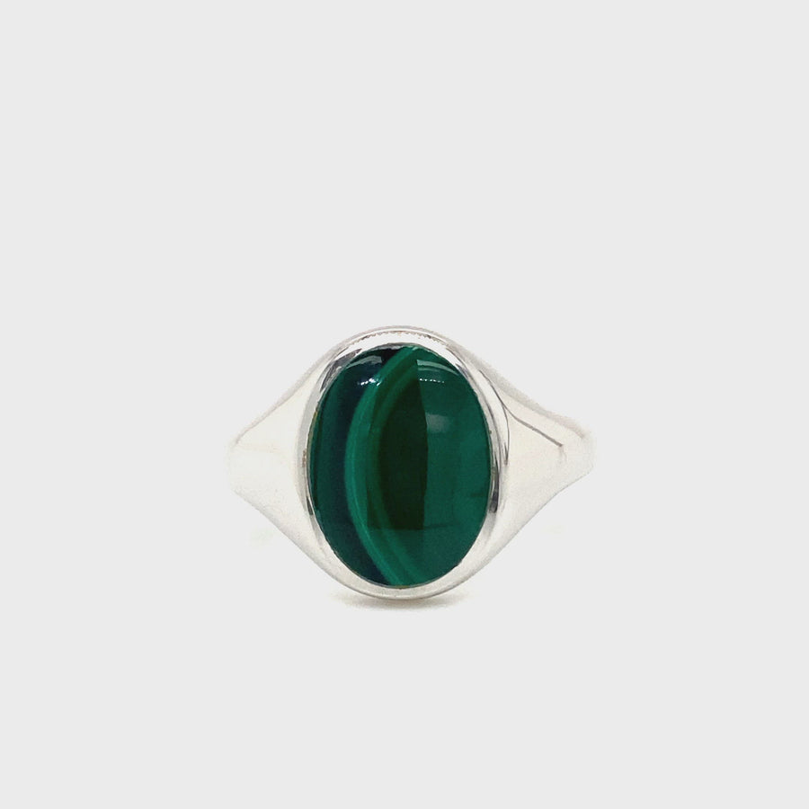 Malachite & Sterling Silver Gent's Ring