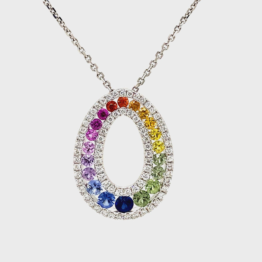 Multi-Coloured Sapphire & Diamond Oval Slider