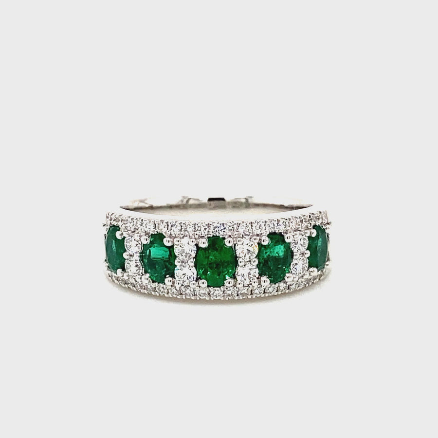 Emerald & Diamond Oval Dress Ring