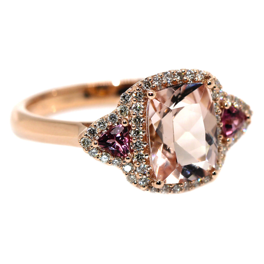 Morganite, Pink Tourmaline & Diamond Dress Ring