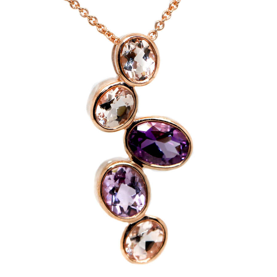 Morganite & Amethyst Slider Pendant