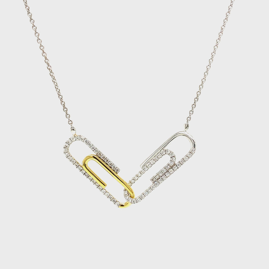 Diamond Yellow & White Gold Paperclip Necklet