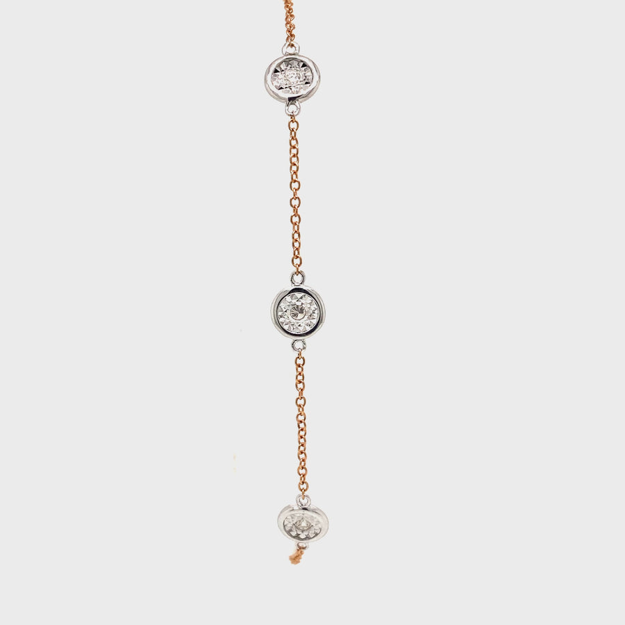 Diamond, Rose & white Gold Trace Bracelet