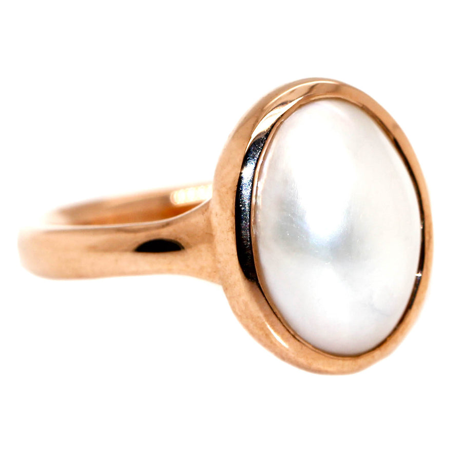 Oval Mabe Pearl & Rose Gold Dress Ring