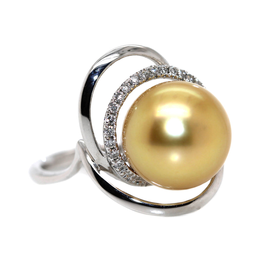 Gold South Sea Pearl & Diamond Dress Ring