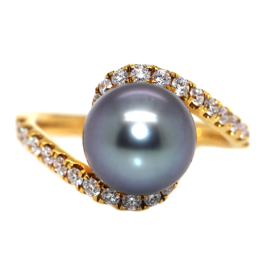 Tahitian Pearl & Diamond Twist Dress Ring