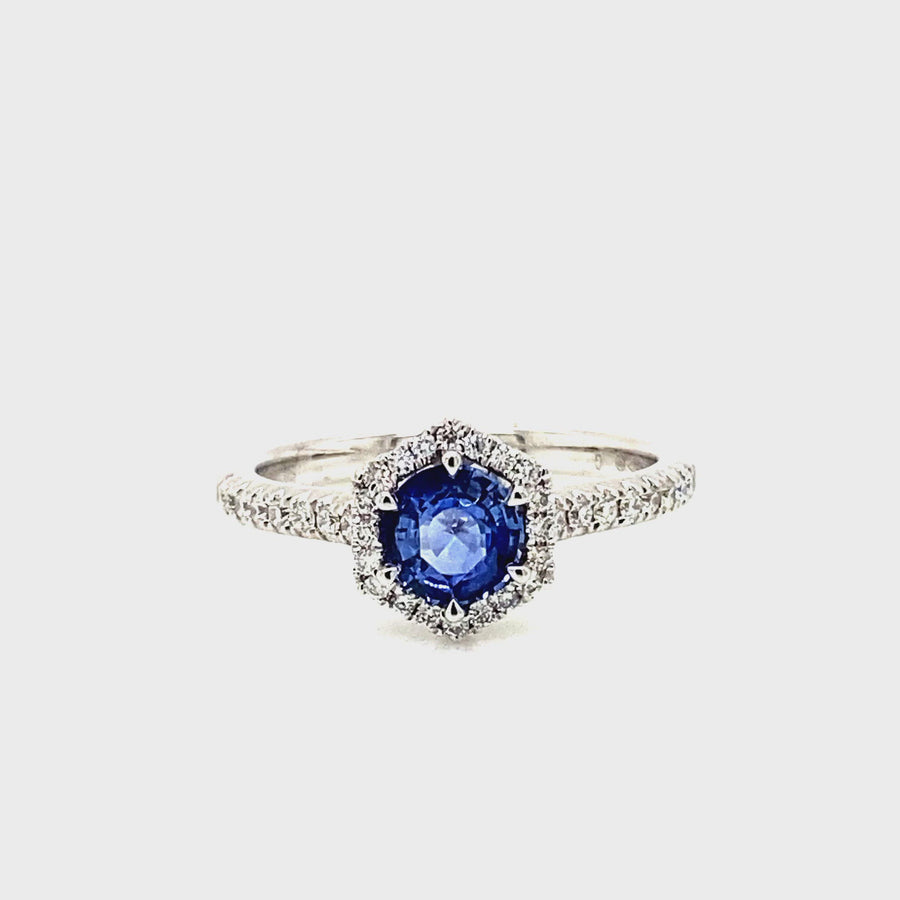 Ceylon Sapphire & Diamond Hexagon Ring