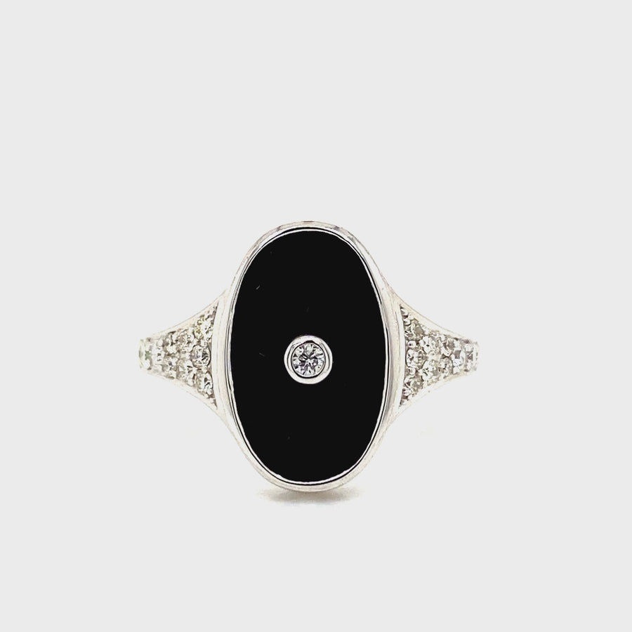 Onyx, Diamond & White Gold Dress Ring