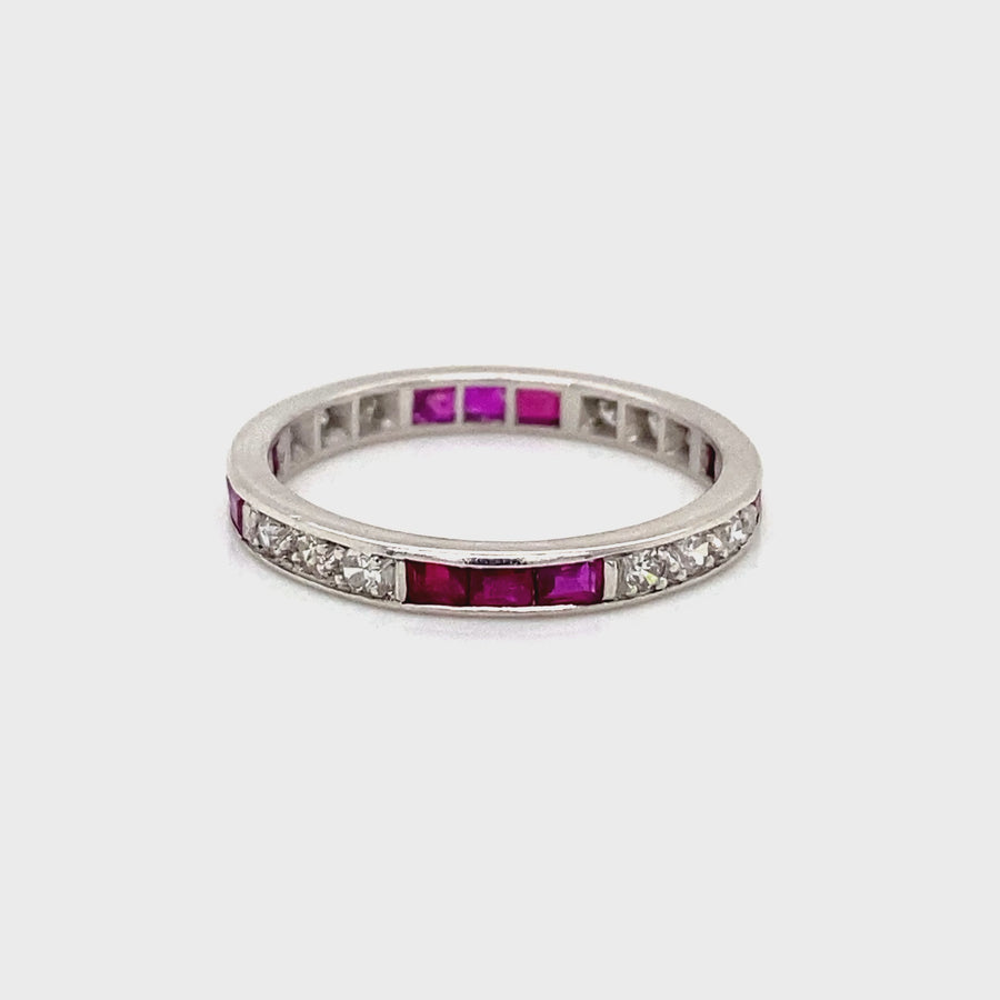 Ruby & Diamond Channel Set Eternity Band