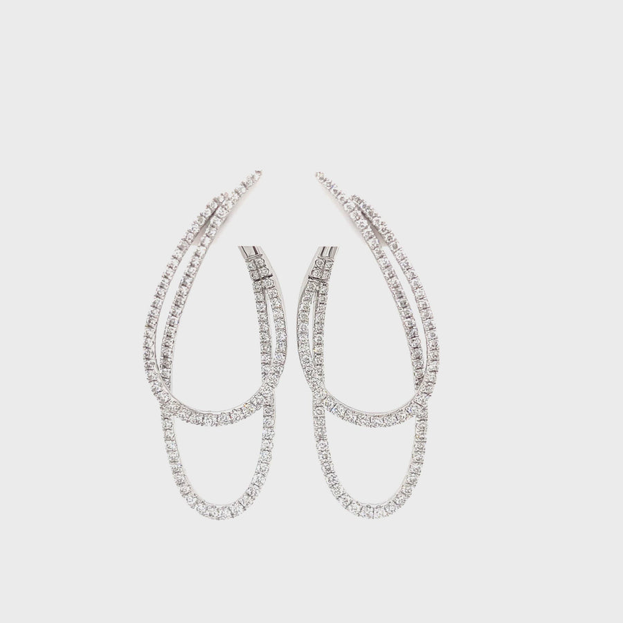 Double Oval Diamond Drop Earrings