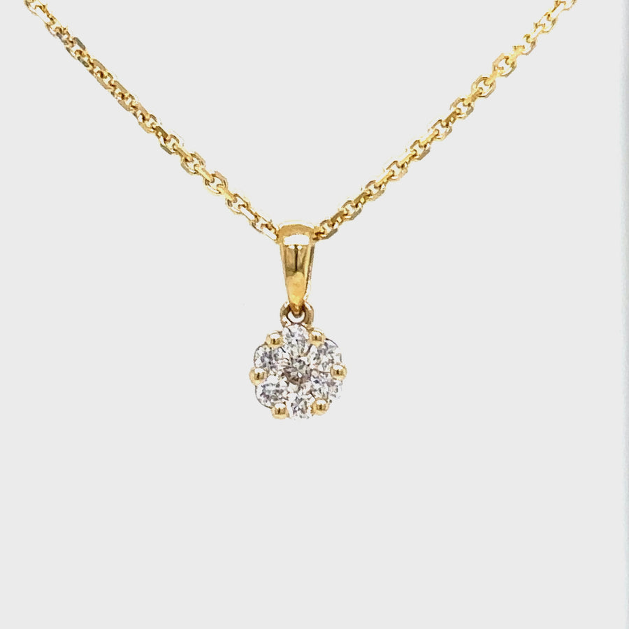 Cluster Diamond & Yellow Gold Pendant