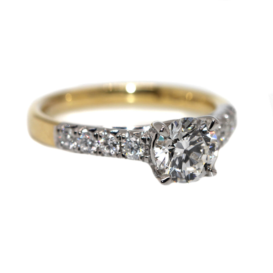 Lab Grown Diamond, White & Yellow Gold Engagement Ring