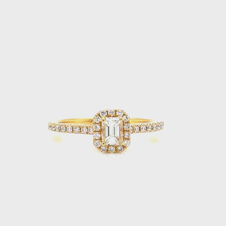 Emerald Cut Diamond & Yellow Gold Dress Ring