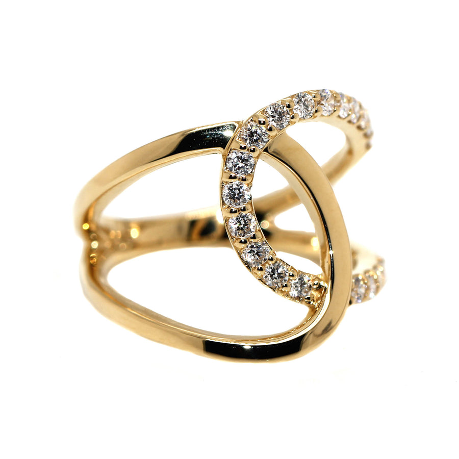 Diamond & Yellow Gold Crossover Ring