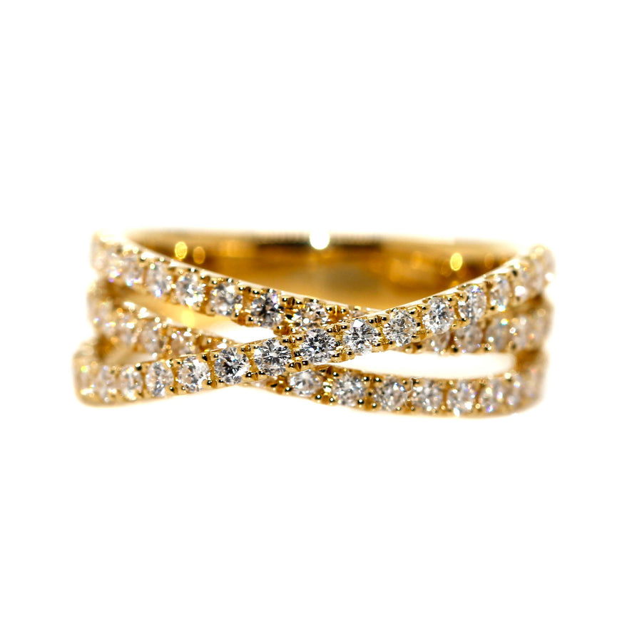 Crossover Diamond & Yellow Gold Dress Ring