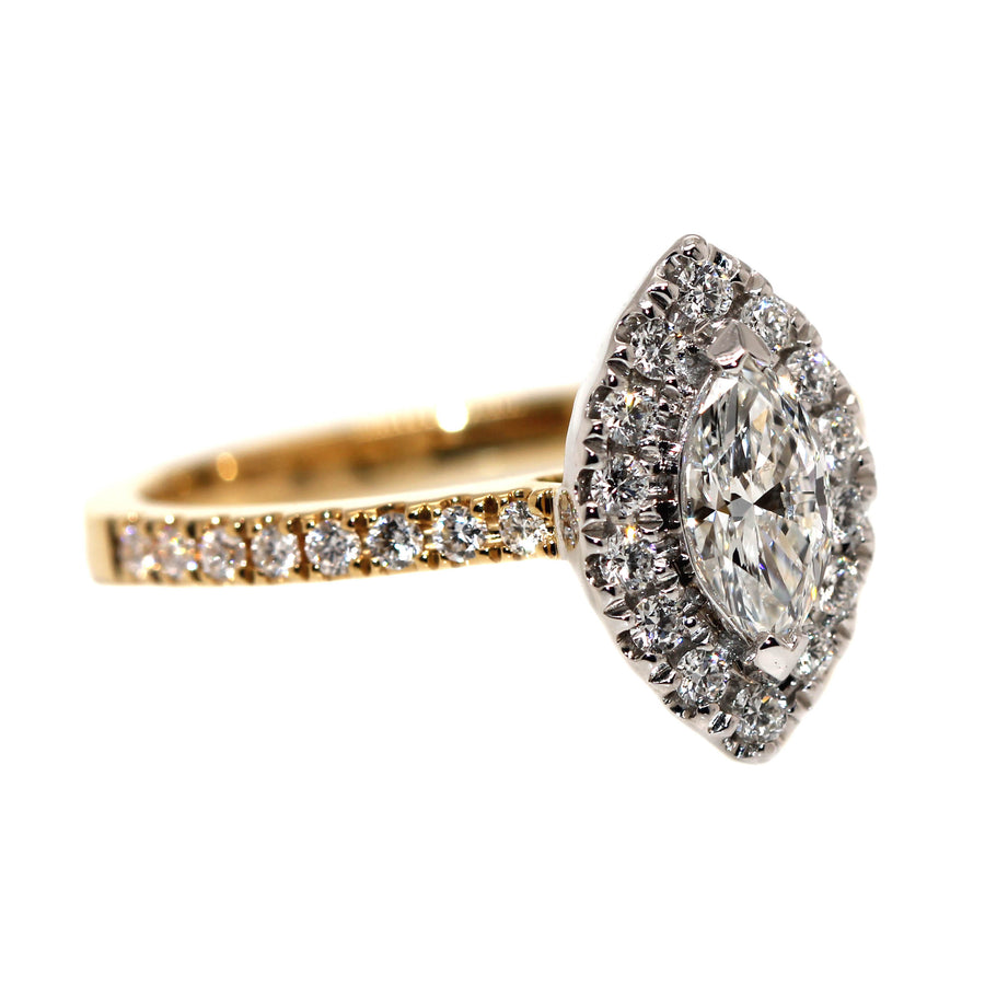 Marquise Cut Diamond & Yellow Gold Engagement Ring
