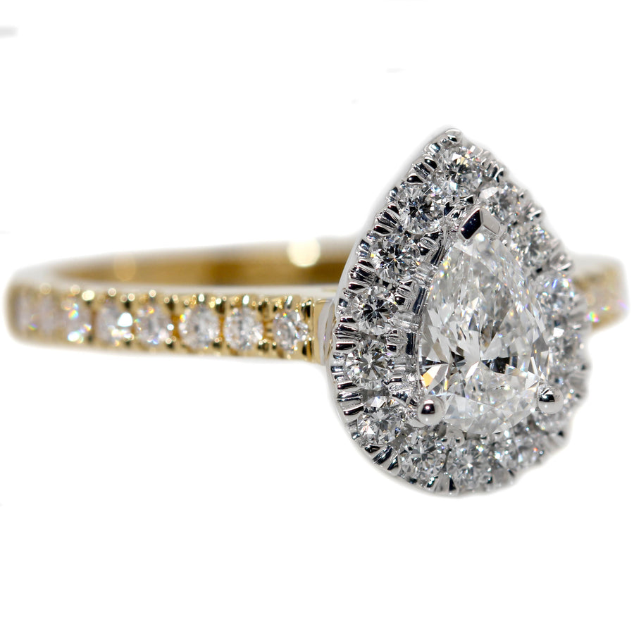Pear Cut Diamond & Yellow Gold Engagement Ring