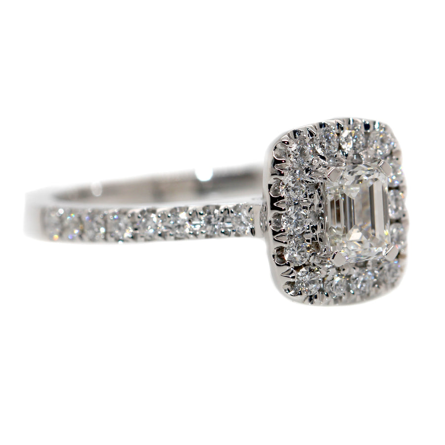 Emerald Cut Beaverbrooks Platinum Diamond Ring Pear Shaped