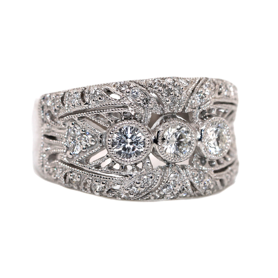 Diamond & White Gold Art Deco Style Ring