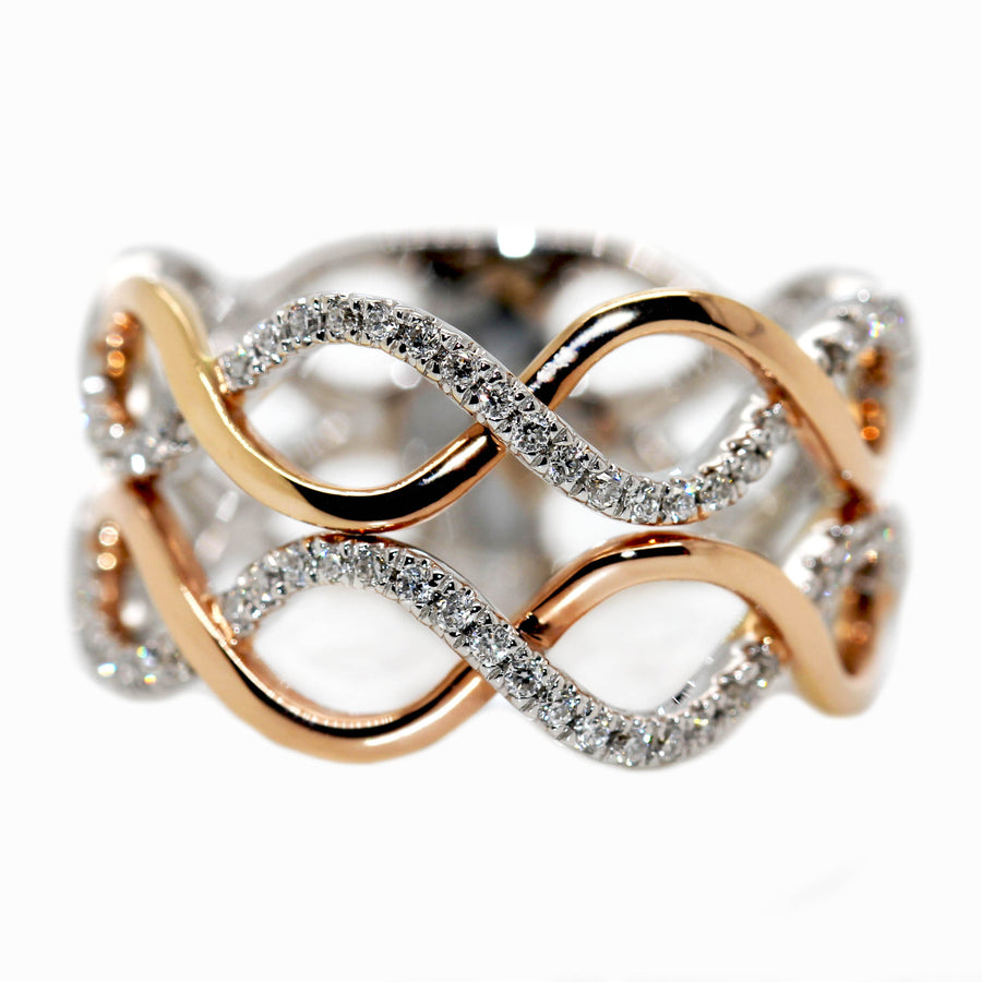 White & Rose Gold Diamond Dress Ring