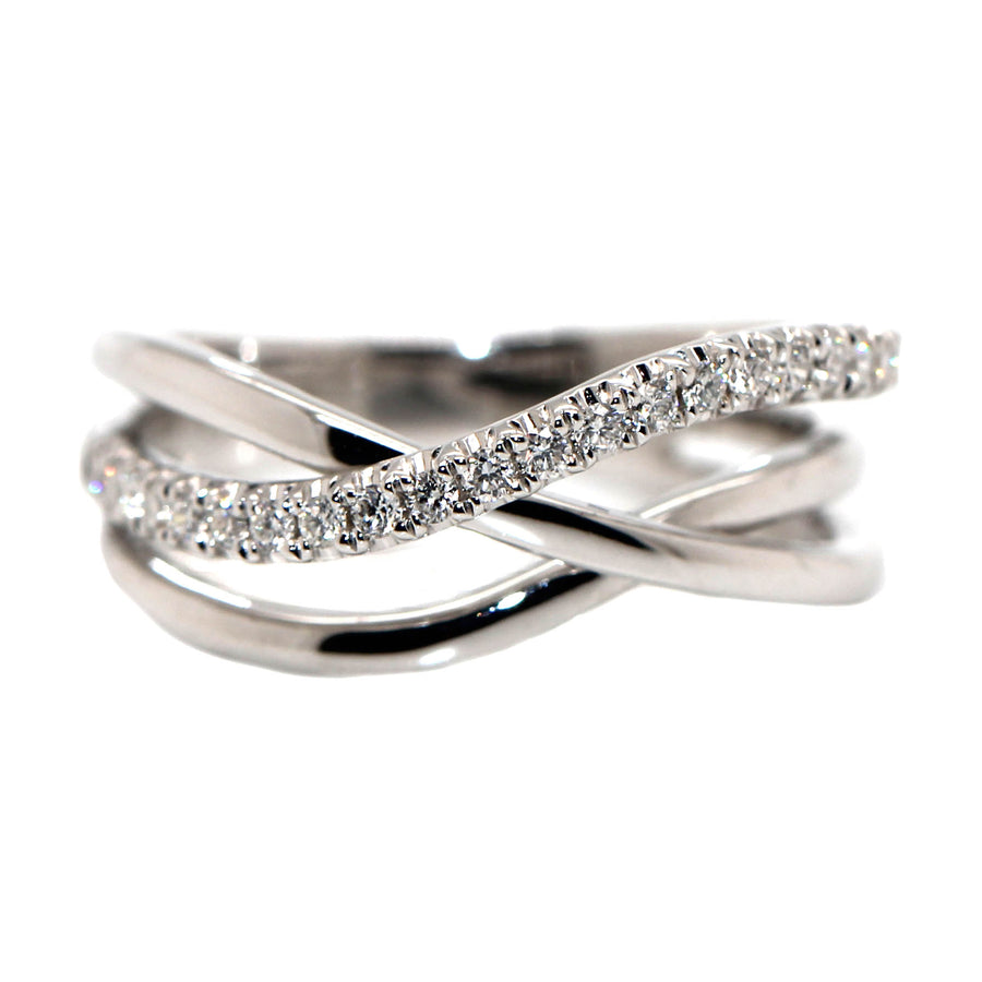 Diamond & White Gold Crossover Dress Ring