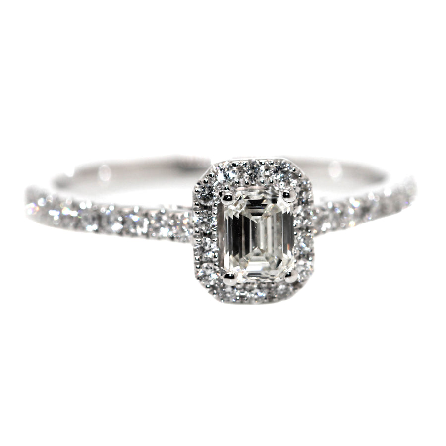 Emerald Cut Diamond & White Gold Dress Ring