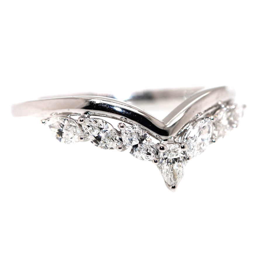 Claw Set Diamond & White Gold Curved Band