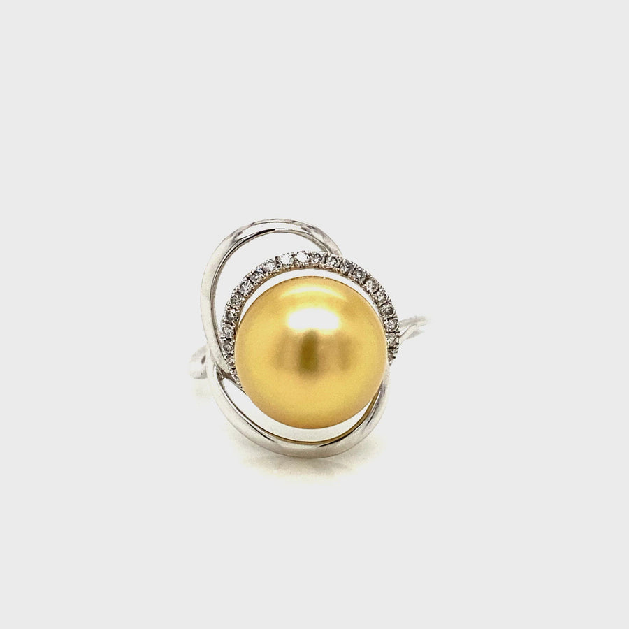 Gold South Sea Pearl & Diamond Dress Ring
