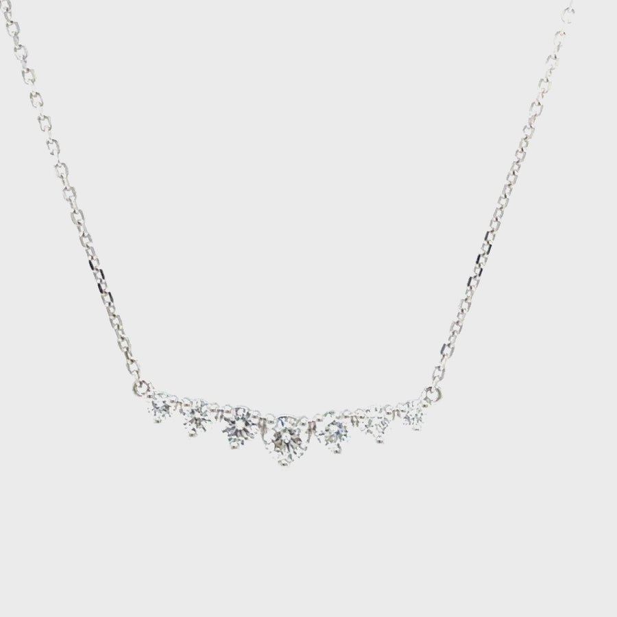 Claw Set Diamond & White Gold Bar Necklet