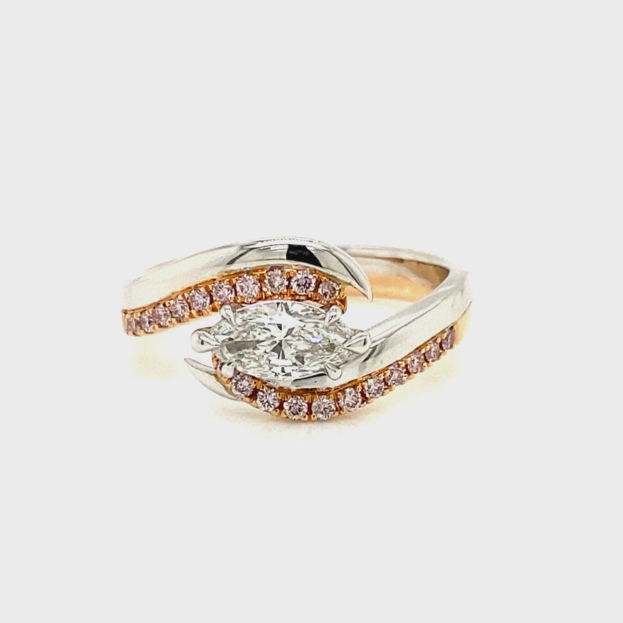 Ellendale Marquise Crossover Pink Diamond Dress Ring
