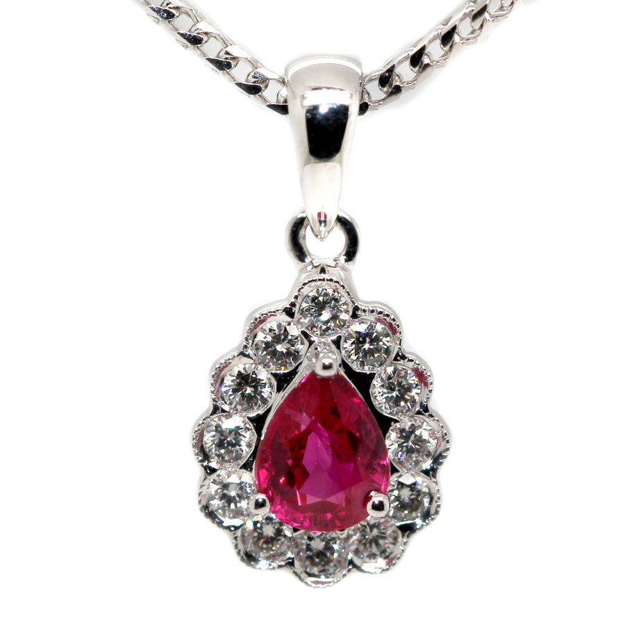 Pear Cut Ruby & Diamond Pendant