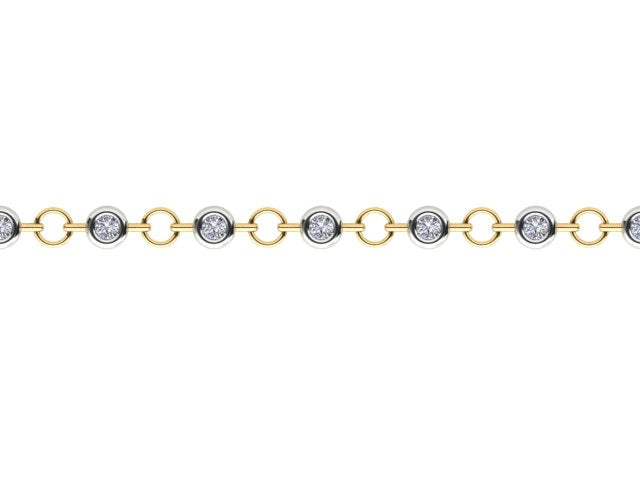 Diamond, Yellow & White Gold Bezel Set Bracelet