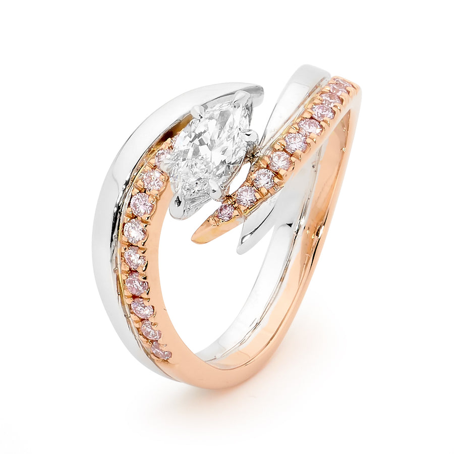 Ellendale Marquise Crossover Pink Diamond Dress Ring