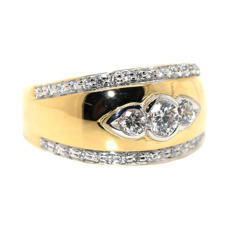 Diamond & Yellow Gold Ladies Dress Ring