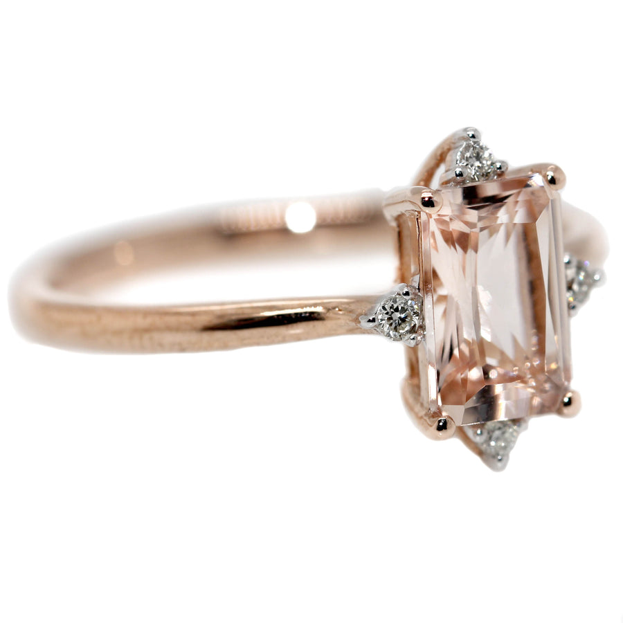 Radiant Cut Morganite & Diamond Dress Ring