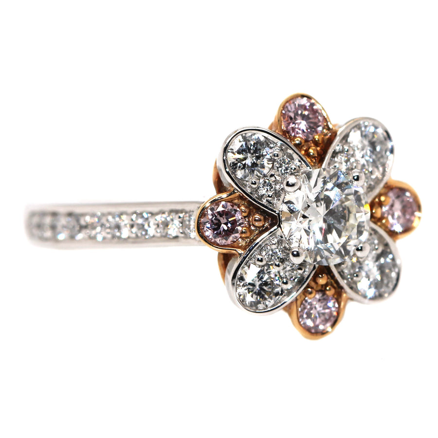 Pink Diamond Flower Style Dress Ring