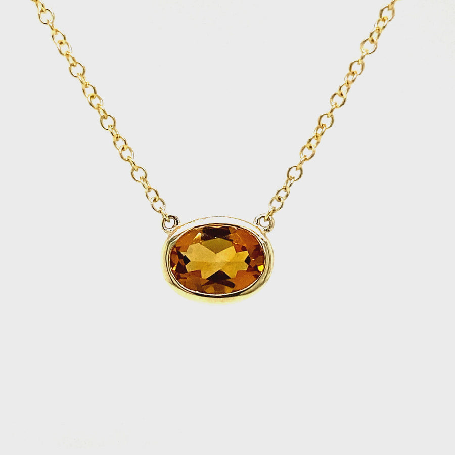 Oval Cut Citrine & Yellow Gold Necklet